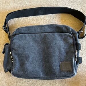 Han Yun canvas bag unisex charcoal gray multiple slots adjustable strap